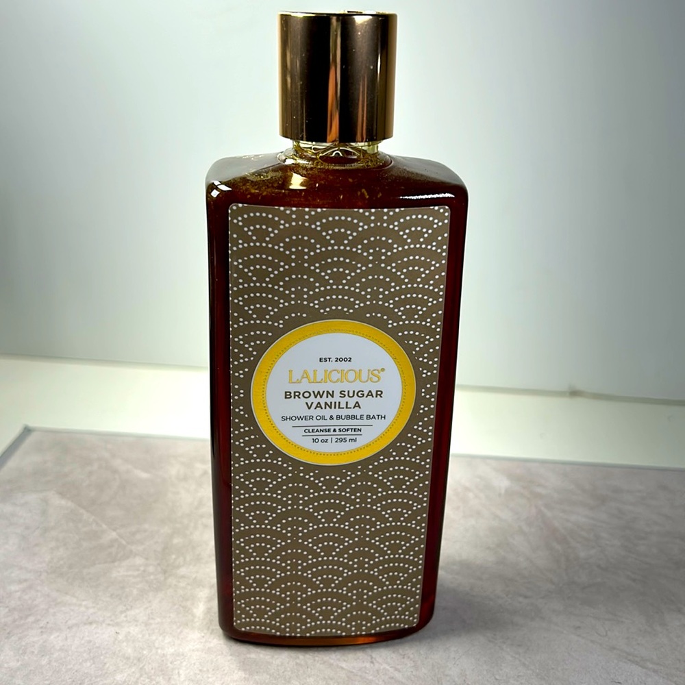 New Lalicious Brown Sugar Vanilla Shower Oil and Bubble Bath 10 oz